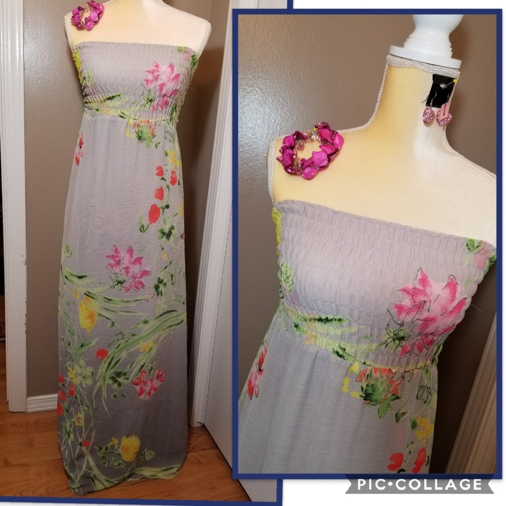Elegantly Beautiful Gray Floral Dress